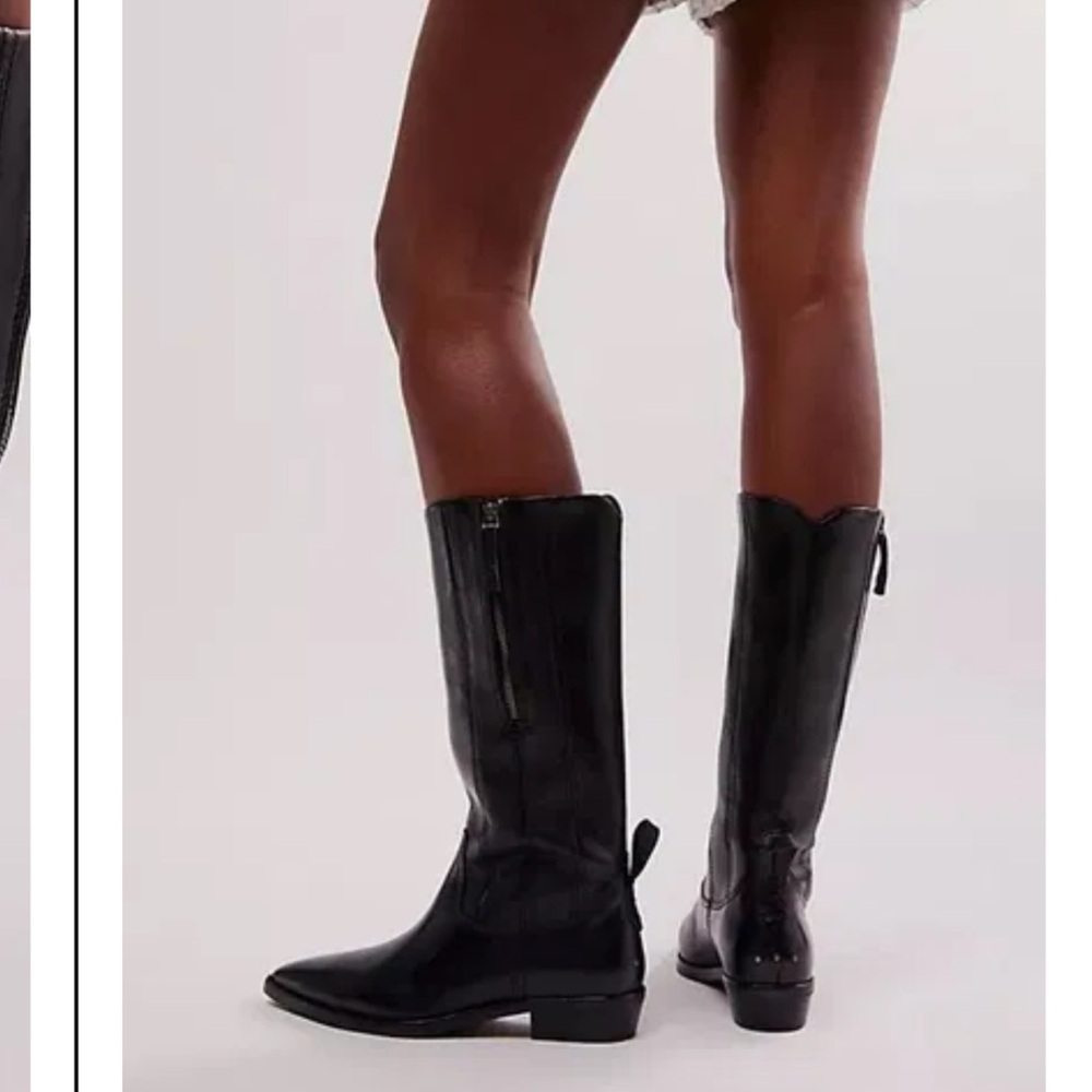 Free People Sleek Black Leather Boots - Picture 6 of 14